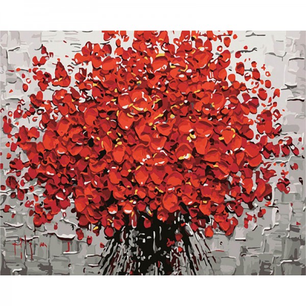 Abstract Art Red Flowers - Painting by Numbers Canada