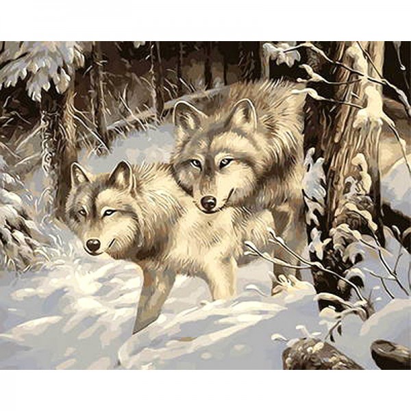 Wolves in Snowy - Painting by Numbers Canada